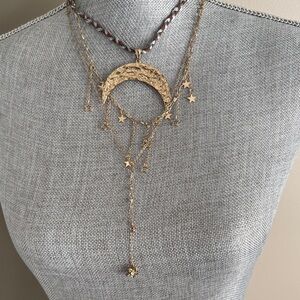 FREE PEOPLE Crescent Moon and Star Necklace